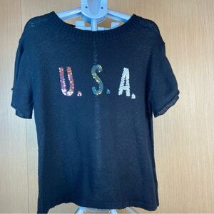 Wildfox USA Sequin Knit Short Sleeve Sweater Small